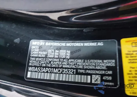 2021 BMW 430I z USA, uszkodzony, nr VIN WBA53AP01MCF35321